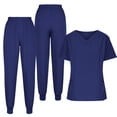 thumbnail image 2 of TaTaai Women's Scrub Set Short Sleeve Round Neck Top with Pockets and Matching Pants Solid Color Nurse Workwear Uniform for Hospital Clinic Daily Gift, 2 of 5