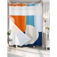 thumbnail image 4 of Blue Burnt Orange No Hook Shower Curtain Waterproof, Bathroom Curtains with Snap in Liners and See Through Top Window, Modern Oil Painting Geometric Hotel Style Bathtub Curtains Shower 72"Wx72"L, 4 of 8
