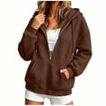 thumbnail image 2 of Chiccall Women's Quilted Texture Half Zip Hoodie Sweatshirt, Drawstring Hood Oversized Long Sleeve Loose Casual Pullover Jacket, 2 of 7