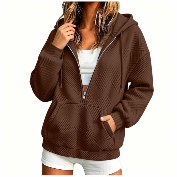 Luvrsol Hoodies for Women Zip Front Sweatshirt Jacket Drawstring Outerwear with Pockets Outdoor Daily S-2XL