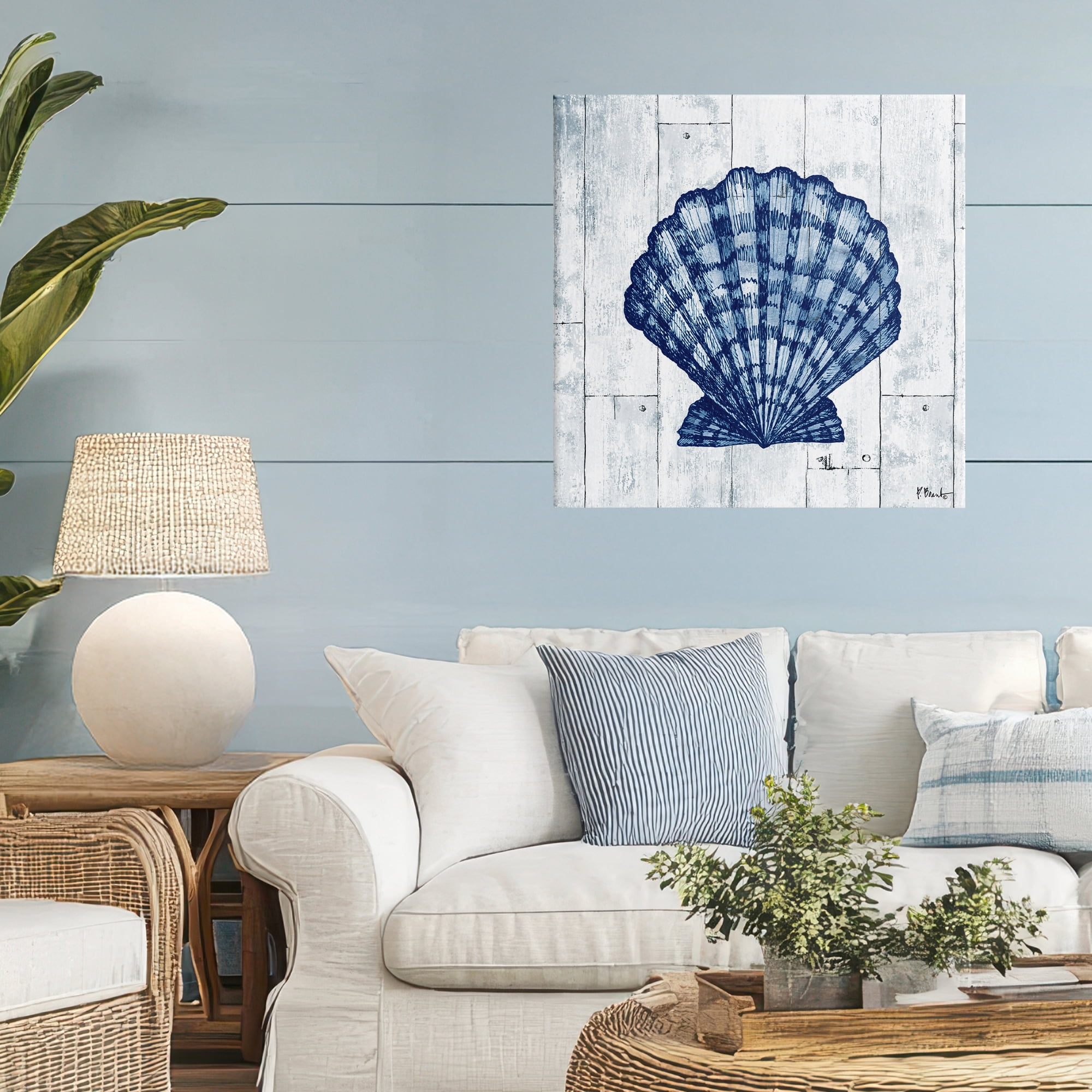 Stupell Industries Coastal Timberland Scallop Canvas Wall Art, design by Paul Brent