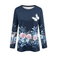 thumbnail image 6 of Perfectbot Women's Vintage Floral Print Crew Neck T-Shirt Long Sleeve Casual Boho Flower Tee Top, 6 of 8