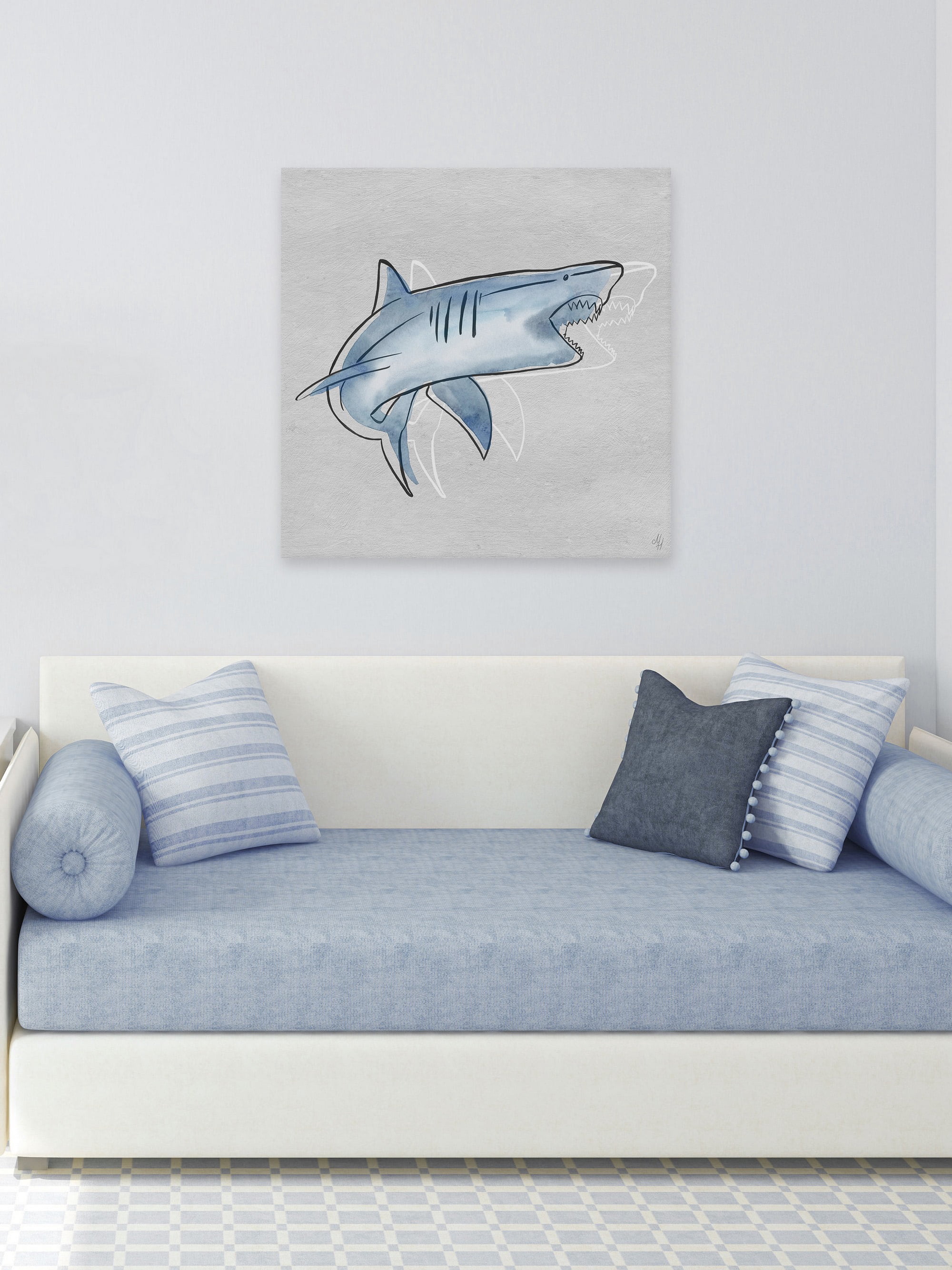 Marmont Hill Big Biting Shark Canvas Wall Art