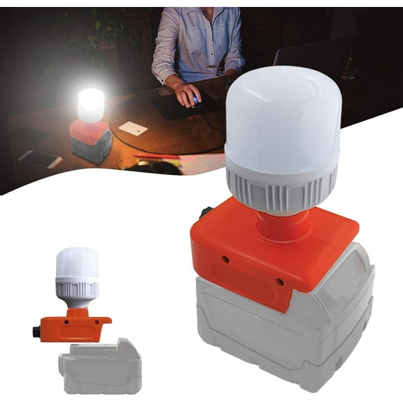 Cordless LED Work Light for Milwaukee with E27 LED Bulb, 12W 1300LM Handheld LED Flashlight for Milwaukee 18V Max 6500K Cool White Light for Indoor Outdoor Use