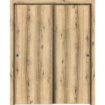 Sliding Closet Bypass Doors 48 x 80 inches | Planum 0010 Oak | Sturdy Rails Moldings Trims Hardware Set | Wood Solid Bedroom Wardrobe Doors