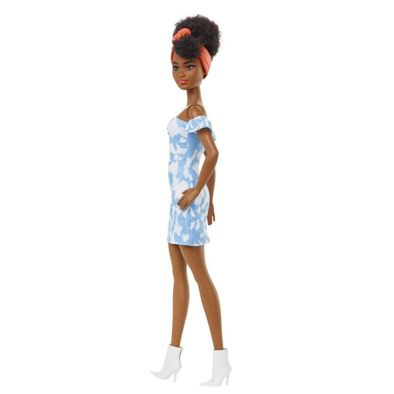 Barbie Fashionistas Doll #185 in Bleached Denim Dress with Black Up-do Hair & Accessories Barbie Fashionistas Doll #185 in Bleached Denim Dress with Black Up-do Hair & Accessories