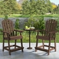 thumbnail image 4 of Costway 4 PCS Tall Bar Stool HDPE Patio Chair with Armrest Footrest Home Indoor Outdoor Brown, 4 of 8