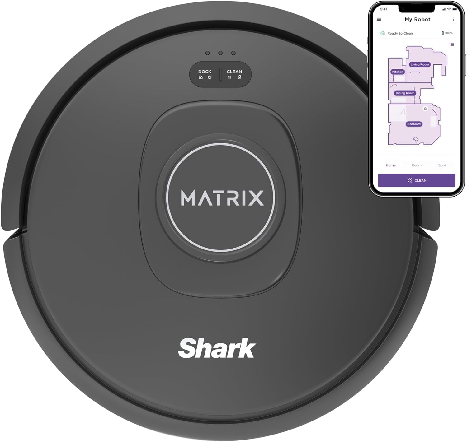 Shark R-RV2310 Matrix Robot Vacuum for Carpets and Hardfloors, 0.5 Quart