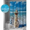 thumbnail image 3 of 60x72 Inch Shower Curtains for Bathroom Coastal Snowman Christmas Fabric Bath Curtain Decor Xmas Beach Sea Nautical Waterproof Restroom Curtains Shower Set Accessories with 12 Hooks 60 Inch, 3 of 6