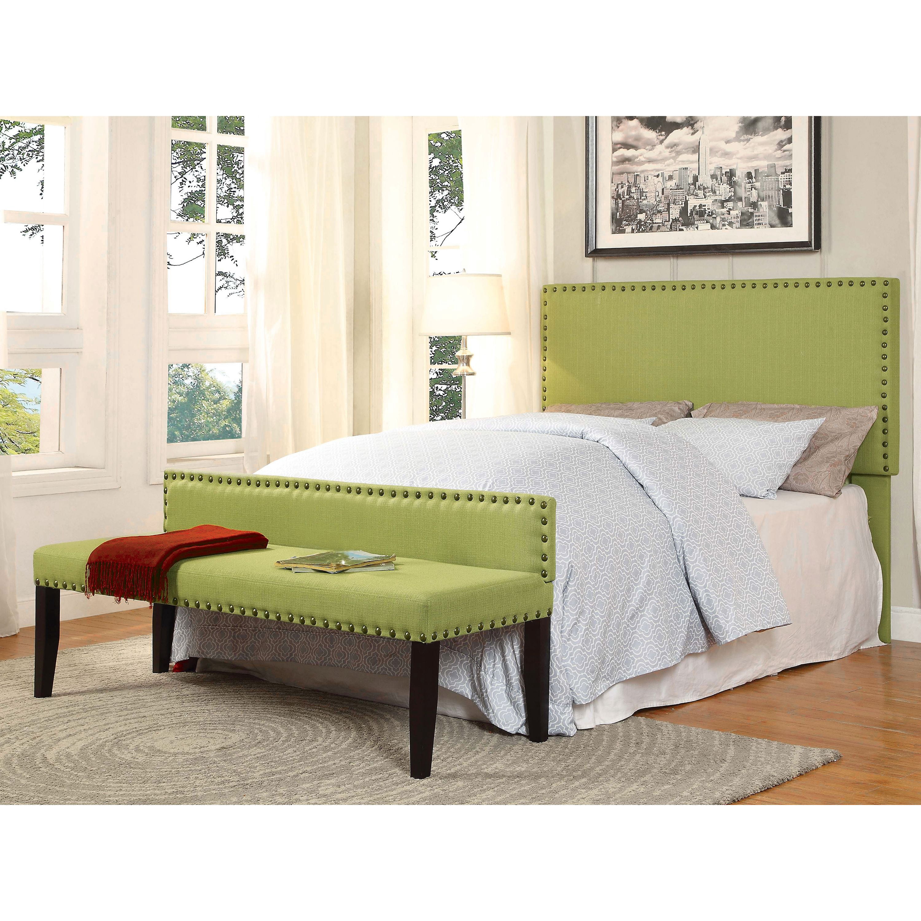 Furniture of America Raleigh Linen-like Fabric Headboard, Full/Queen, Green