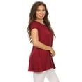 thumbnail image 3 of Women's Solid Casual Short Sleeve Loose Fit pockets Knit Tunic Top S-3XL, 3 of 4