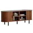 thumbnail image 2 of MARNUR 55" TV Stand for 60" TV, Wood Entertainment Center with Storage and Shelves, 2 Sliding Tambour Doors, Mid-Century Modern, 2 of 12