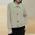 thumbnail image 2 of Riecok Plus Size Jackets for Women Lapel Long Sleeve Jackets Button Down Striped Coats Casual Stylish Clothes, 2 of 5