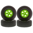 thumbnail image 1 of 4pcs RC Rubber Tires & Wheel Rims Set for /10 Short Course Green, 1 of 4