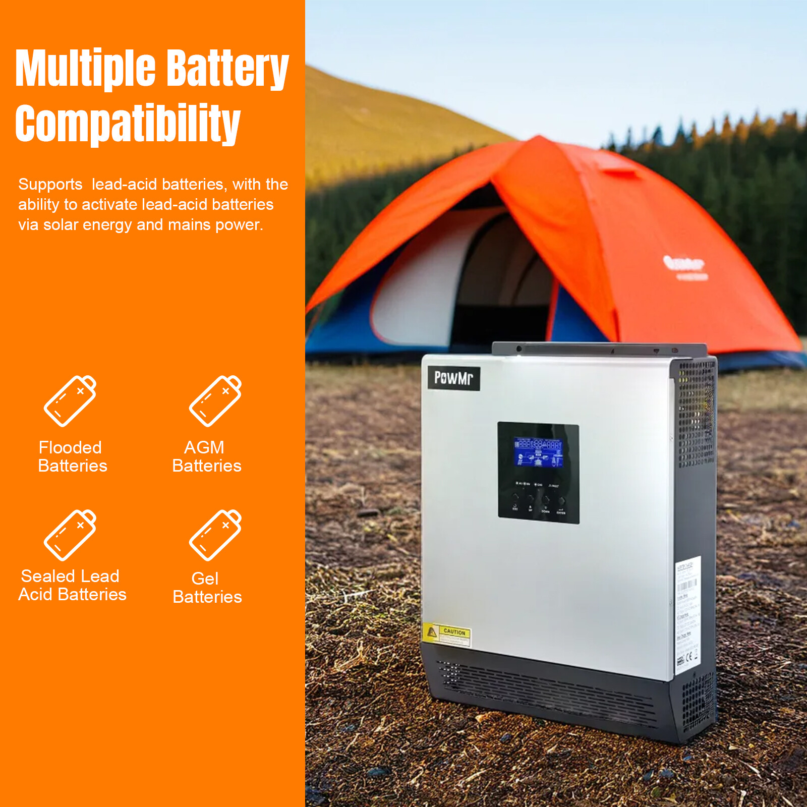 3KVA Hybrid Solar Inverter DC 24V to AC 110V Built-in 50A PWM Solar Controller