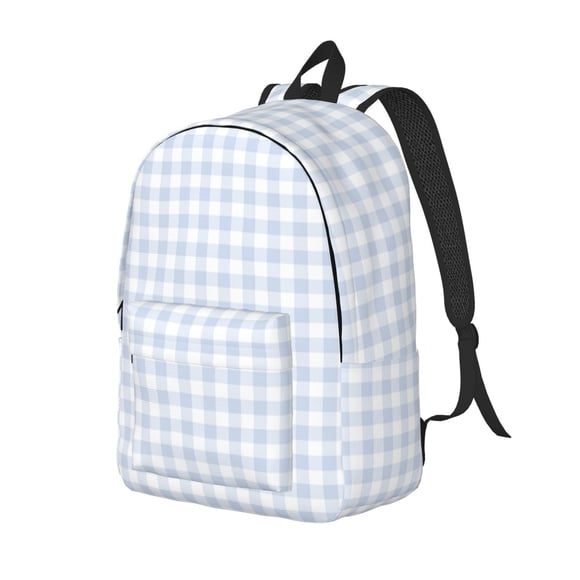 Saiise Blue Checkboard Print Laptop Backpack - Adjustable Shoulder Straps, Water-Resistant, Large Capacity, Stylish Design, Unisex for School, Office, Travel-Small