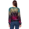 thumbnail image 5 of Women's Sequin Crewneck Sweatshirt Long Sleeve Sparkly Pullover Top (Gradient Color, 5 of 7