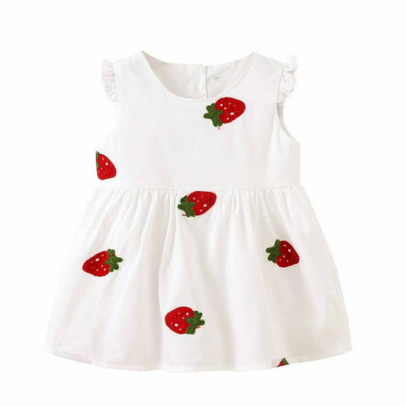 zbxnLI Toddler Baby Dress Infant Girls Strawberry Sundress Summer Casual Beach Playwear Size 12M-4T