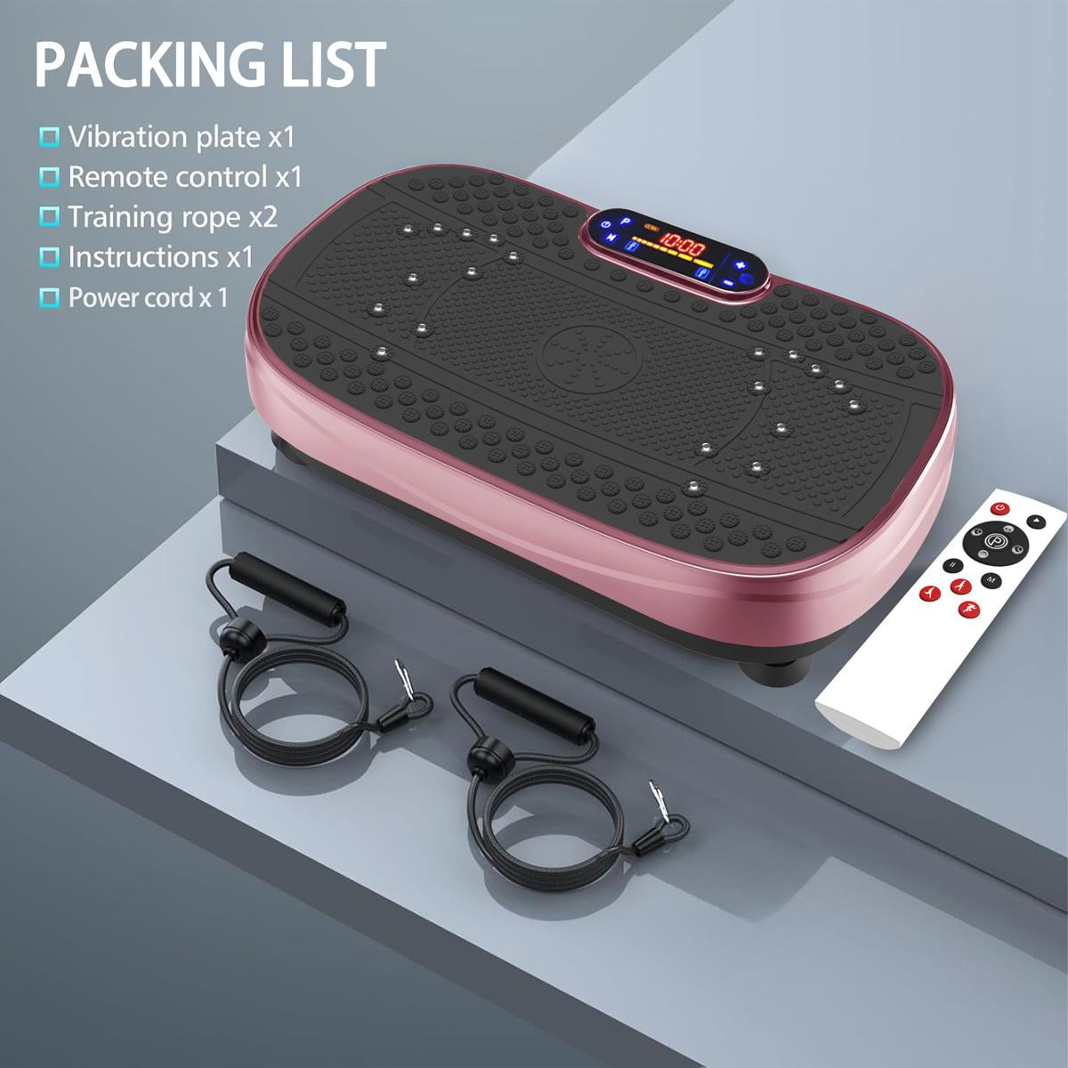 HomePerch Vibration Plate Exercise Machine for Lymphatic Drainage, Whole Body Workout Fitness Platform with Resistance Bands, Shake Board for Weight Loss & Home Gym Training  Red