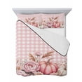 thumbnail image 7 of Pink Pumpkin Fall Full Size Down Alternative Comforter, Lightweight Comforter Quilt Bedding Set with Pillow Shams Plaid Thanksgiving Botanical Floral Checkered Bed Comforter Duvet Insert 78"x90", 7 of 7