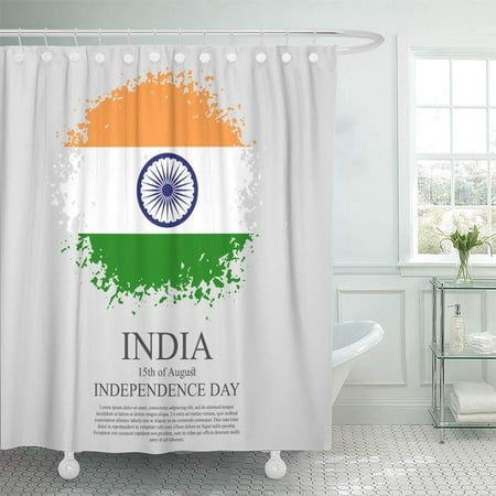 PKNMT Tri Color Based with Floral of Grungy for Independence Day 15 Th Bathroom Shower Curtains 60x72