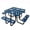 Blue | Square, variant on Garvee Outdoor Picnic Table, 46" Square Heavy Duty Patio Table with Umbrella Hole and Integrated Benches for Garden, Backyard & Restaurants, Blue