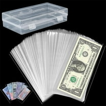 NOGIS Currency Sleeves Clear Paper Money Holders for Cash Collectors,Money Box for Paper Dollar Bills, Slab Holder, Banknote, Stamp Storage (100Pcs)