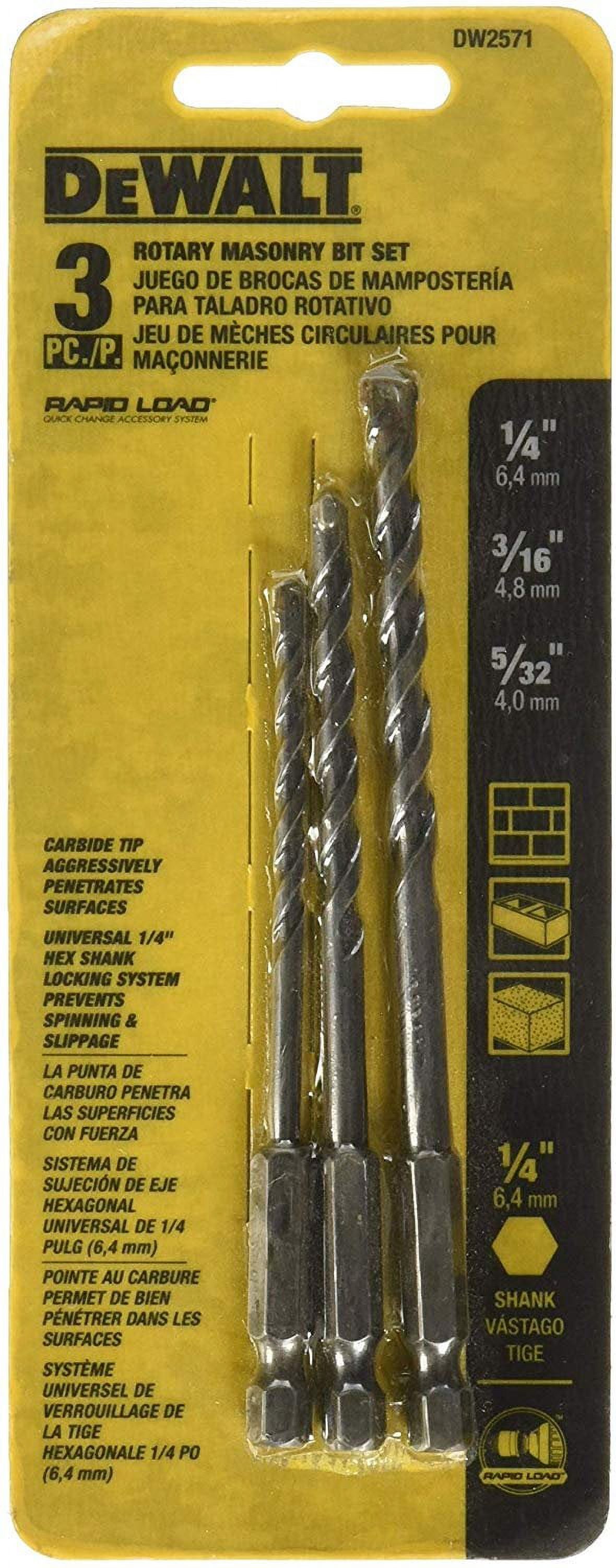 DEWALT Masonry Drill Bit Set, Rotary, 3-Piece DW2571