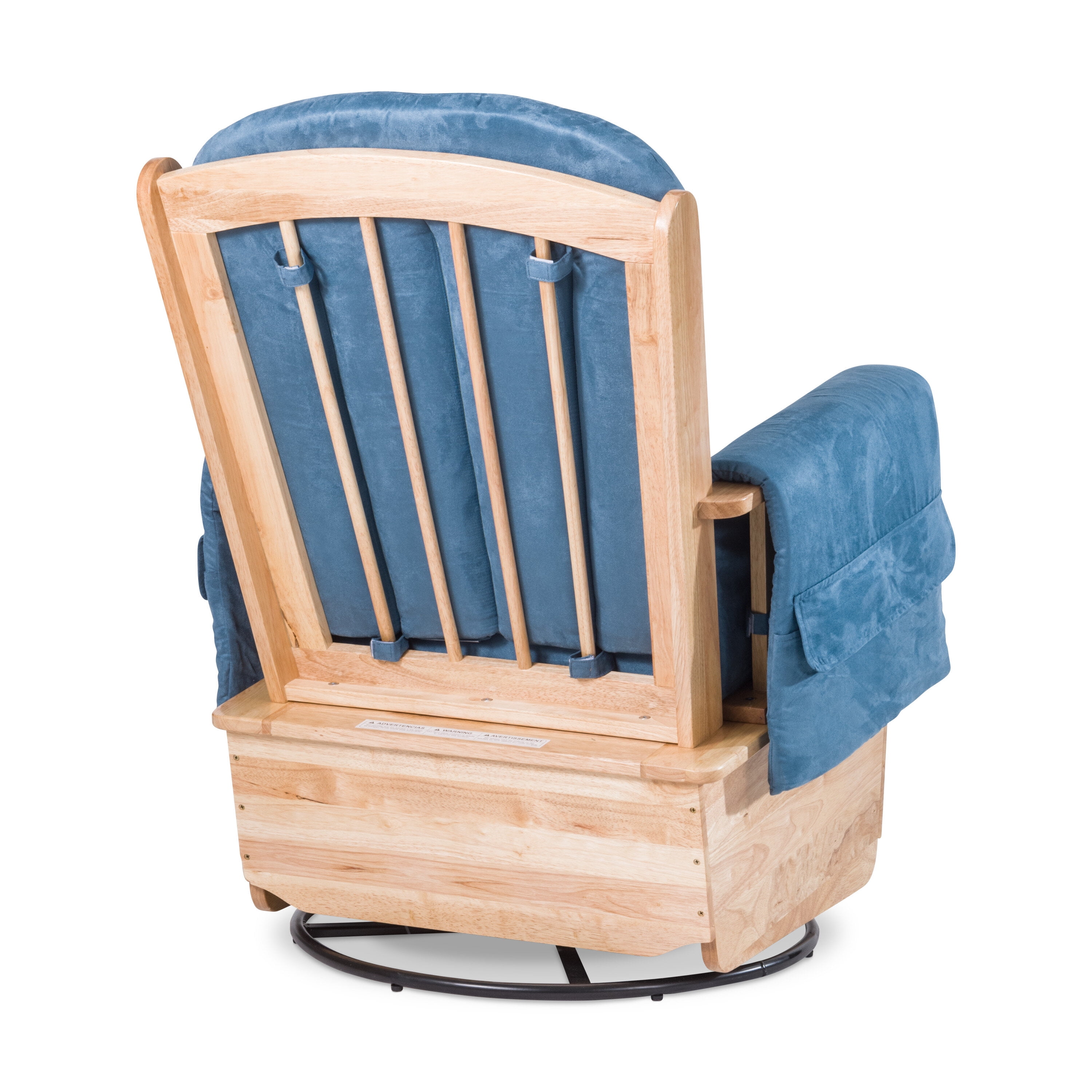 Foundations SafeRocker Swivel Glider Rocker with Wood Skirt, Removable Microfiber Cushions, Blue