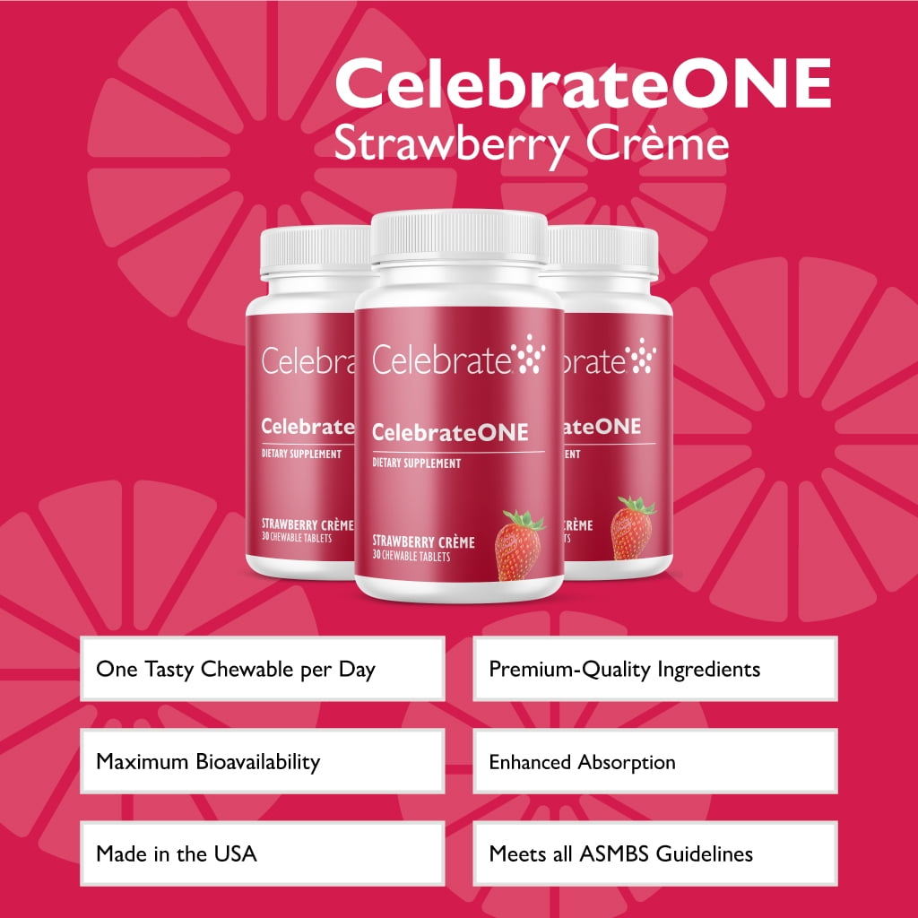 Celebrate Vitamins CelebrateONE Bariatric Once Daily Multivitamin Chewables, Iron Free, Strawberry Creme, 90 count