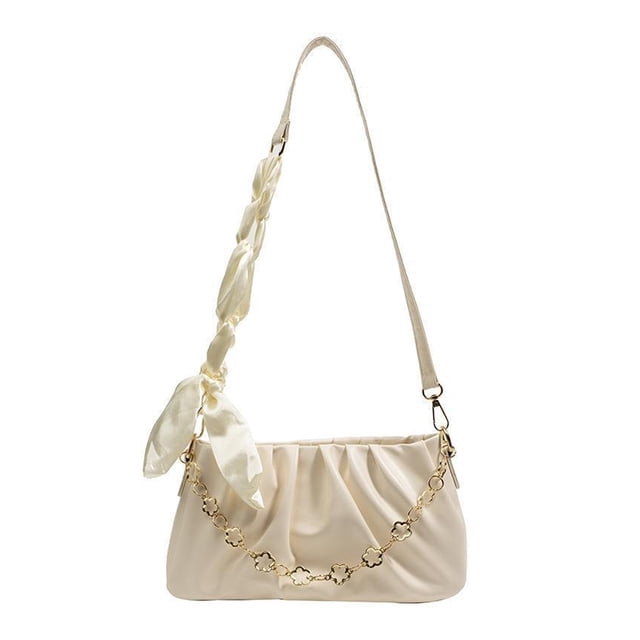 Bolso de hombro para mujer, cartera pequeña de piel, bolso plisado con cuerpo cruzado informal