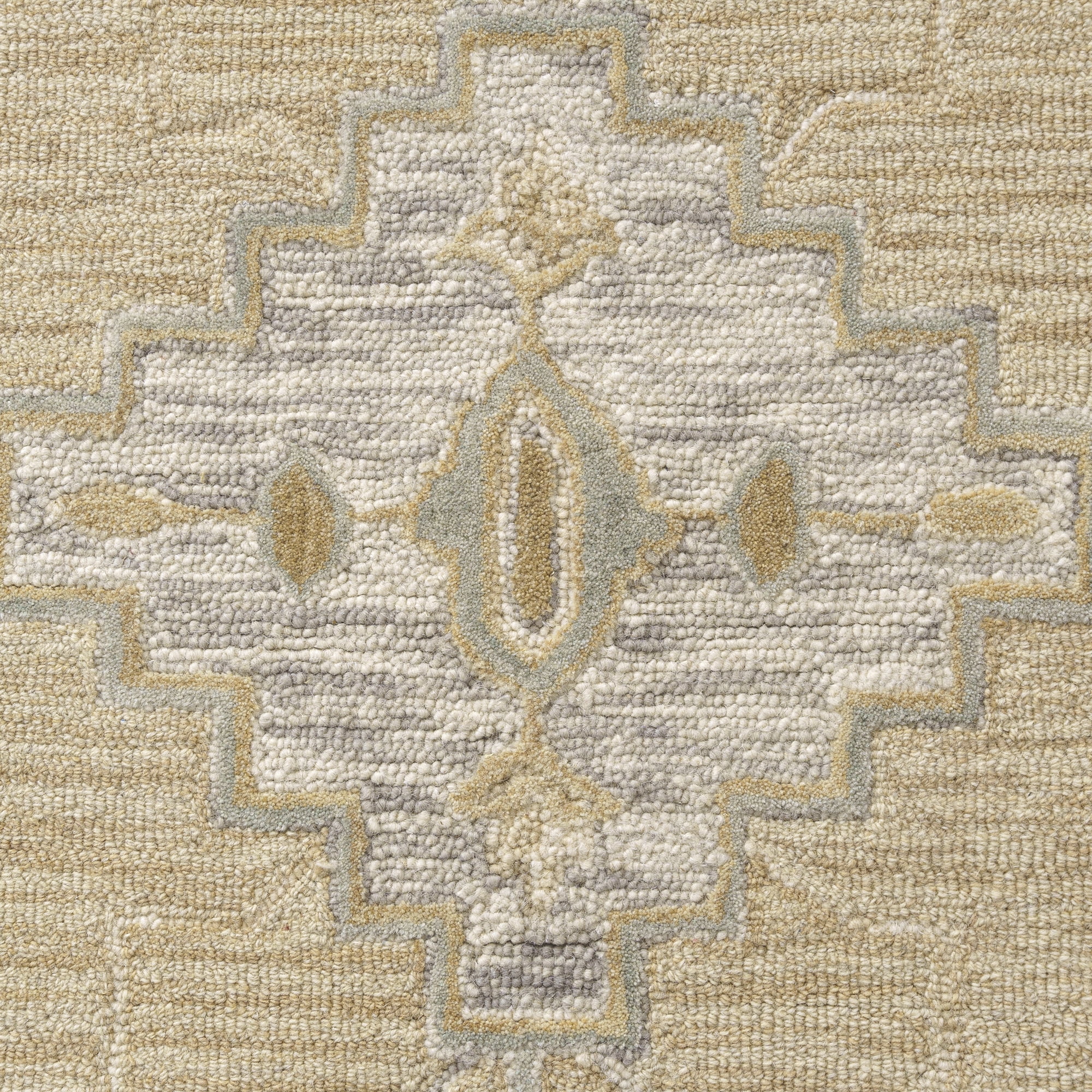 Ox Bay Elaine Medallion Classic Hand-Tufted Wool Indoor Runner Rug, Beige/Pastel blue, 2'6" x 8'