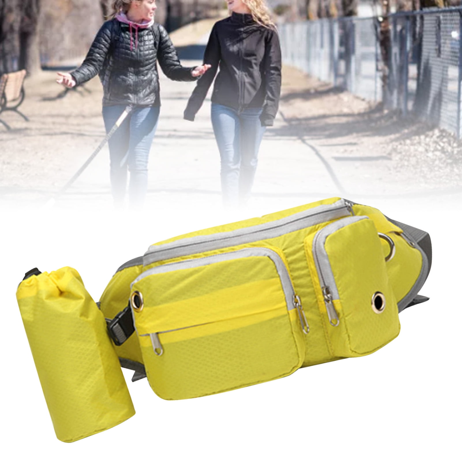 LAZIOEGR Dog Fanny Pack Large Space Multifunctional Dog Treat Training Pouch Walking Bag for Shopping Outings Sports Premium Oxford Cloth Yellow Size (9.06 inches / 23 cm)