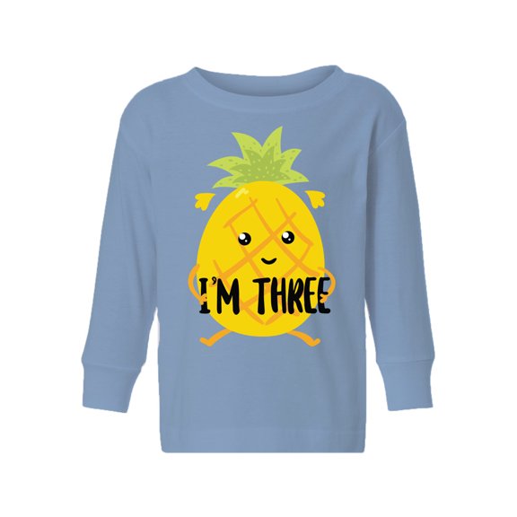 3rd Birthday Pineapple Toddler Long Sleeve Shirt I'm Three Boys Shirt Girls T-Shirt Pineapple Three Kids T-Shirt