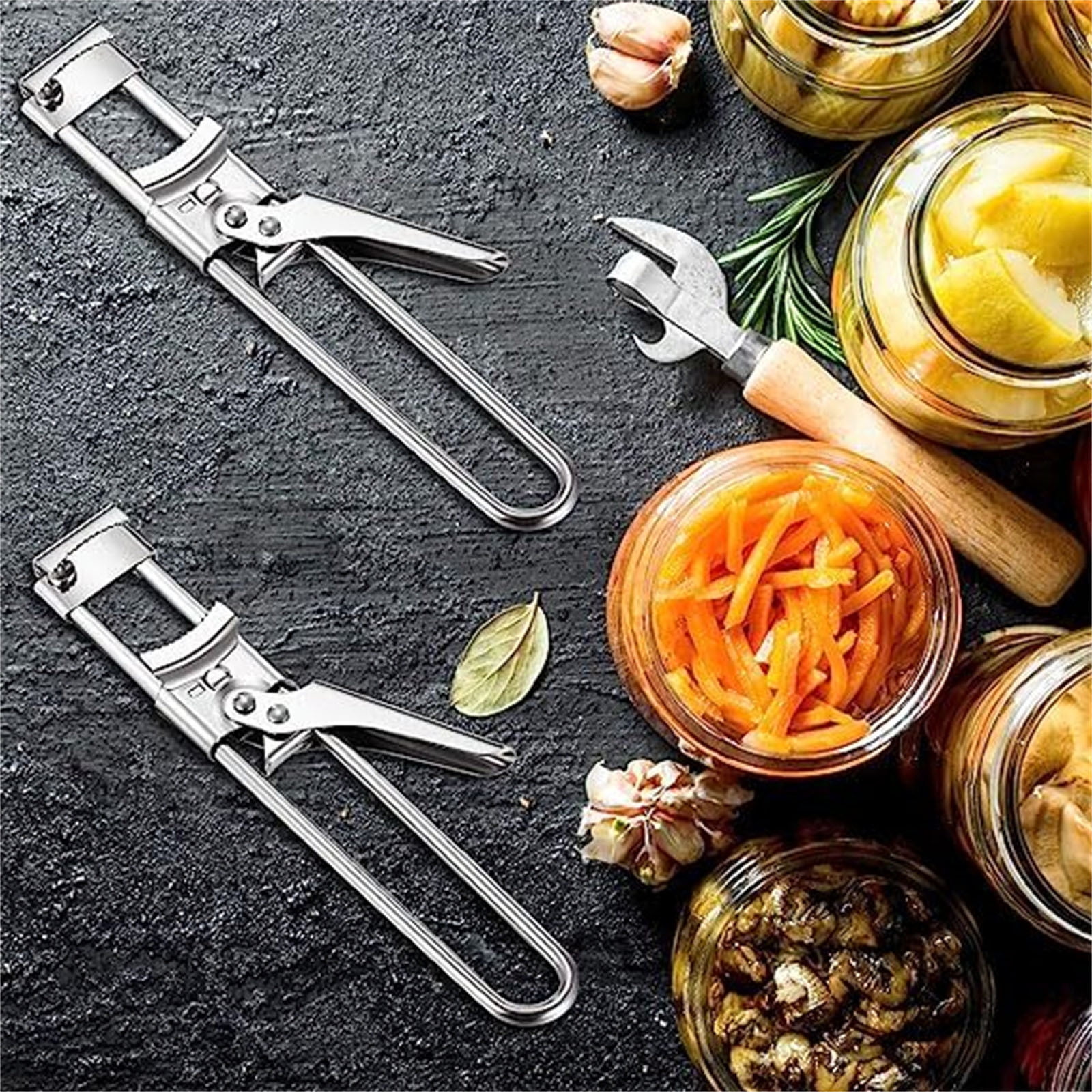 Weloille Adjustable Stainless Steel Can Opener 22.5cm with Ergonomic Handle, Easy Open Cans, Compact and Safe Kitchen Tool for Everyday Use
