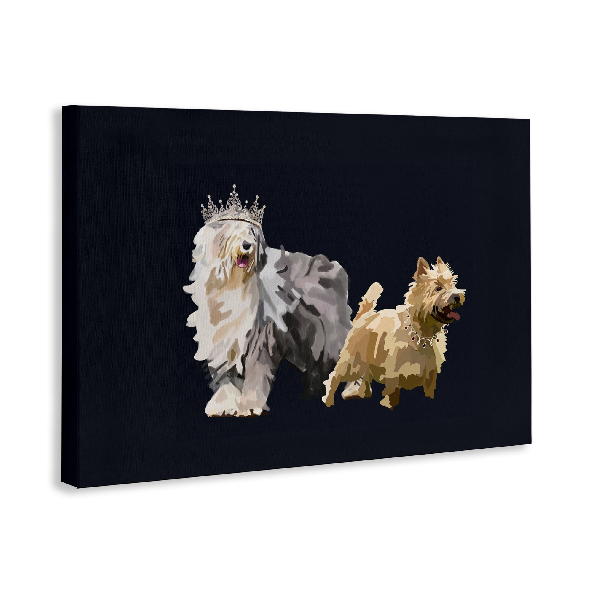 Stupell Industries Dog Duo with Crowns Animals & Insects Painting Gallery Wrapped Canvas Art Print Wall Art, 45 x 30