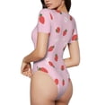 thumbnail image 2 of Balery Strawberry Floral Body de cuello redondo de manga corta para mujer Tops de manga corta Tops básicos-Large, 2 of 7