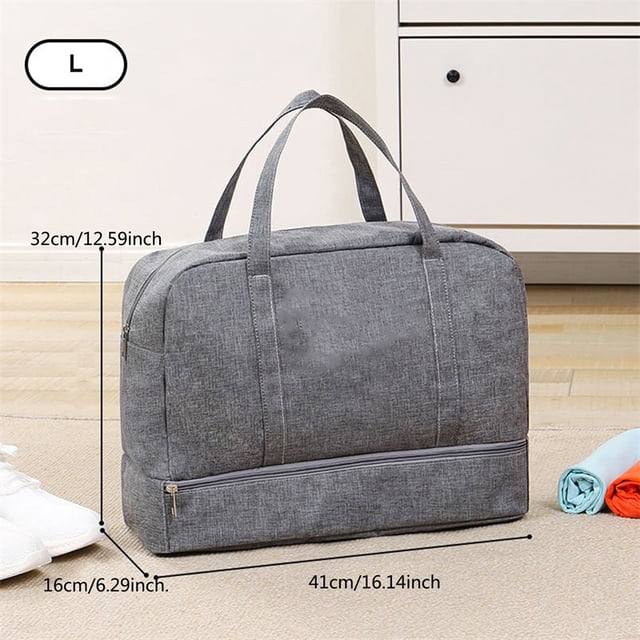 Large Capacity Fashion Travel Bag For Unisex Weekend Solid Color Handbag Wet And Dry Separation Travel Carry On Bags Grey L