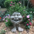 thumbnail image 2 of Homestyles Stone Wash Aunt Minnie the Muggly Face Humorous Statue Planter Pot, 2 of 4
