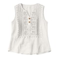 thumbnail image 4 of Women's Cotton Linen Vest, V Neck Sleeveless Embroidered Tank Top, Bohemian Style Casual Summer Top for Beach, Travel, Daily Wear and Layering-White, 4 of 8