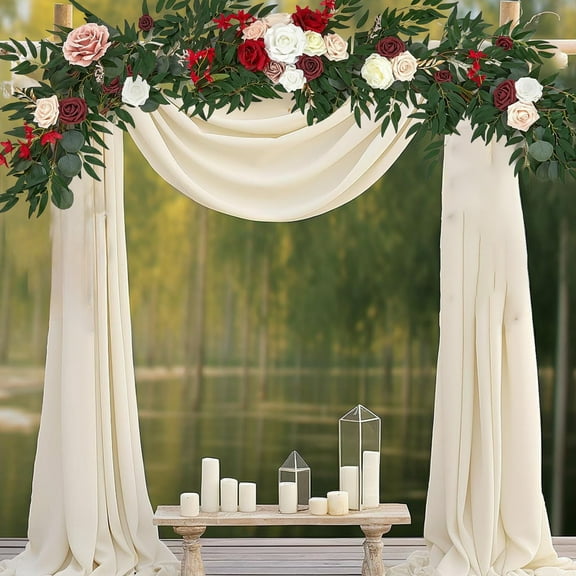 YOHAVEN Wedding Simulation Flower Rattan Decoration, Eucalyptus Rose Table Chair Holiday Ornament for Party Centerpiece, Indoor Outdoor Event Decor for Home Celebration