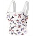 thumbnail image 2 of Soyumi Tank Top, Women Butterfly Print Padded Cami With Built In Bra Spaghetti Straps Double Lined Seamless Bralette Undershirt For T-Shirts Everyday Wear Basic Layering Piece, White, 2 of 4