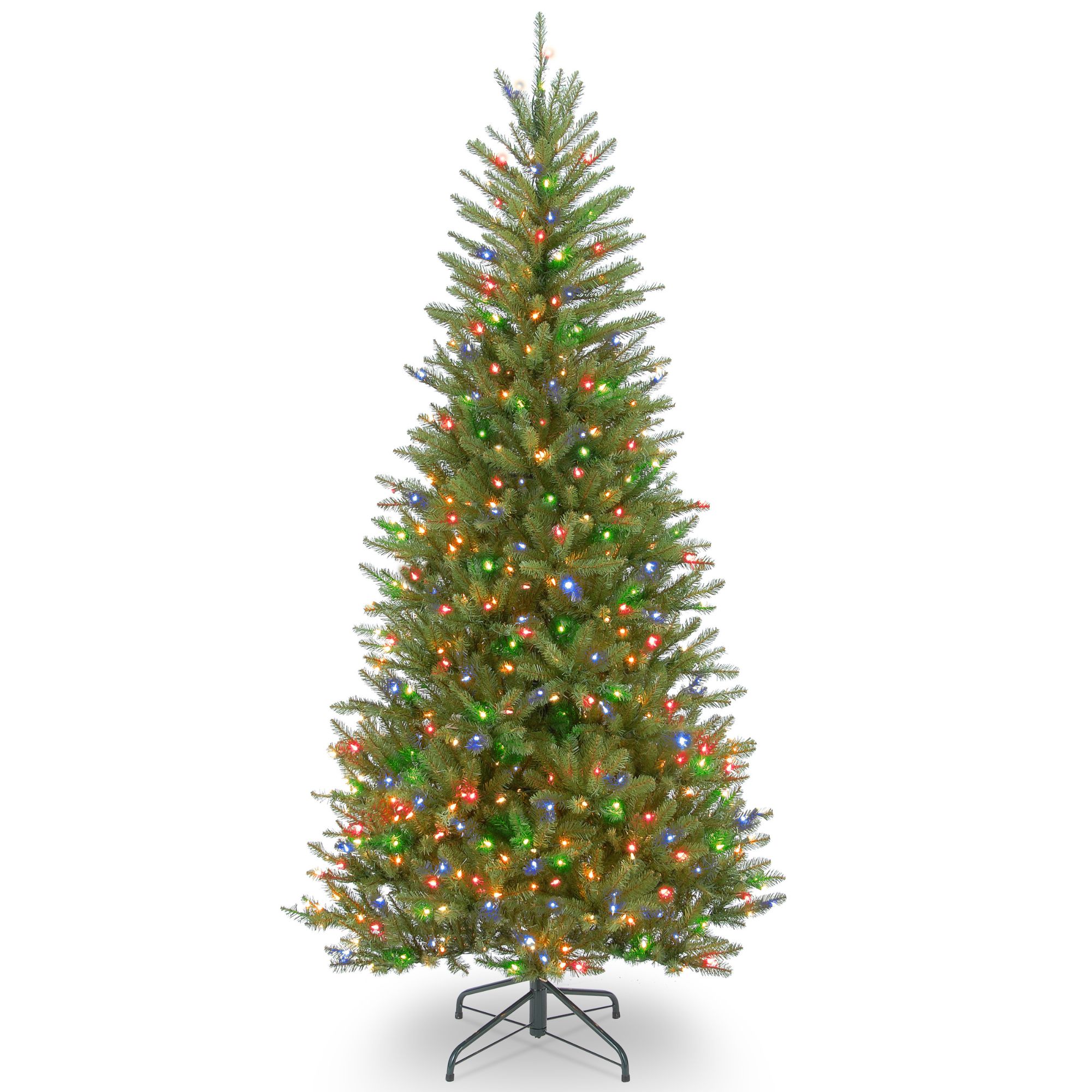 6.5’ Pre-lit Dunhill Fir Slim Artificial Christmas Tree – Multicolor Lights - Walmart.com 