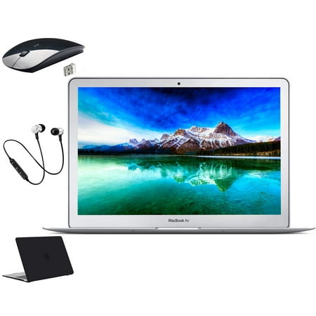 Refurbished Apple MacBook Air Laptop, 13.3-inch, Intel Core i5 1.8GHz, 8GB RAM, 128GB SSD, Mac OS, Special Bundle: Black Case, Wireless Mouse, and Headset - Silver
