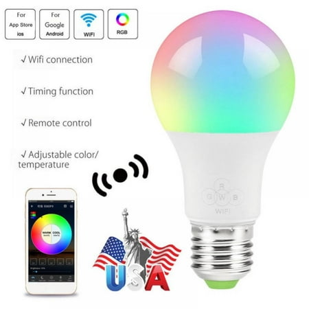 

Smart Light Bulb RGB Color Changing LED Bulbs Works with Alexa and Google Home Dimmable A19 E26 Bulb 60 Watt Equivalent 2.4GHz WiFi Only No Hub Required