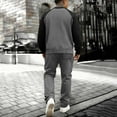 thumbnail image 4 of Kakii Men's Color Block Fleece Sweatsuit, Long Sleeve Crewneck Pullover & Joggers Matching Set, Two-Tone Loungewear Outfit, 4 of 9