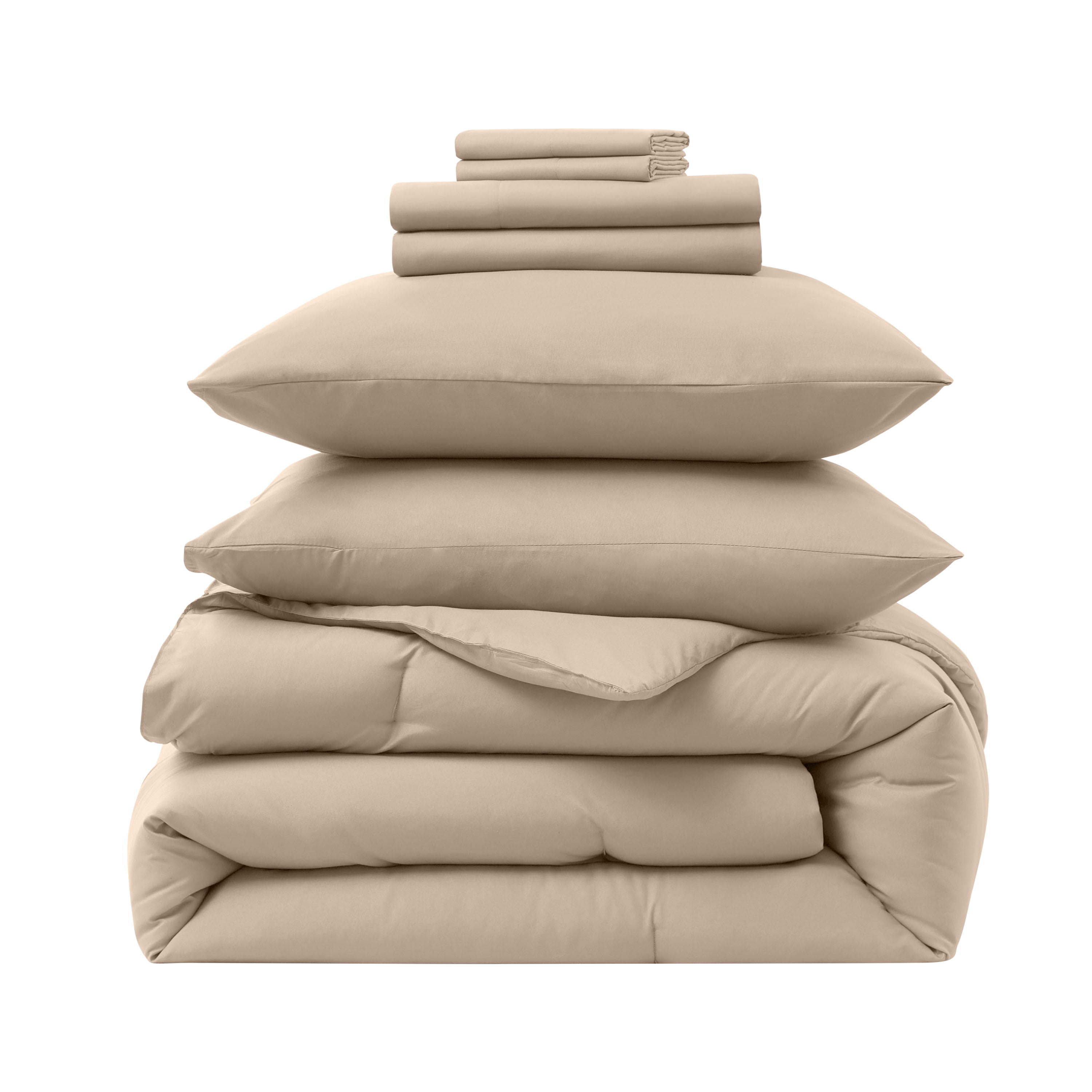 LammaLoe Full Comforter Set, 7 Piece Bed in a Bag, Ultra Soft Bedding Comforter Set with Sheets, All Season Bed Set, Dune Sand