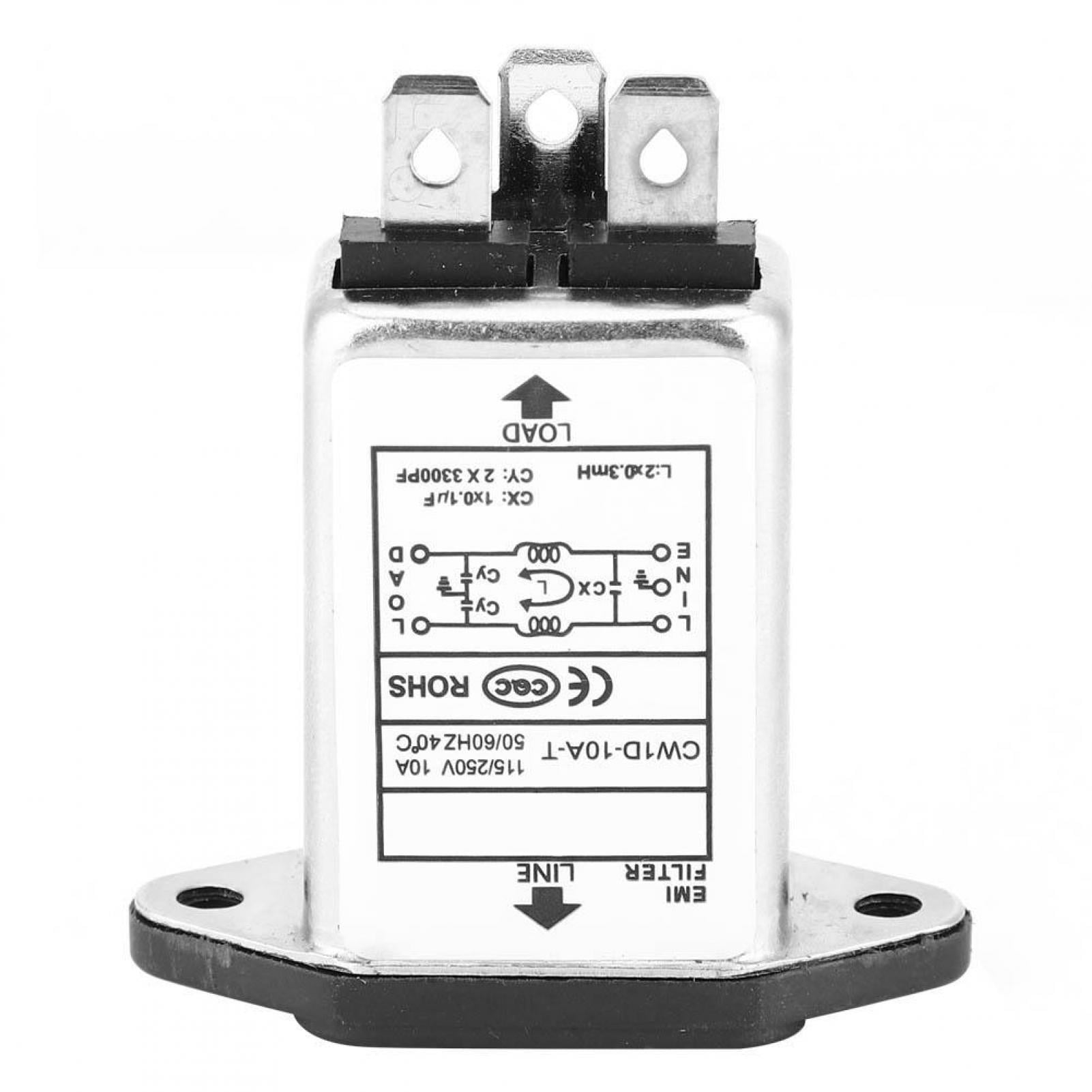 wJQ 1X EMI RFI Filter AC 250V 10A CW1D-10A-T Suppressor Power Line Noise Filter