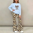 thumbnail image 4 of Amidoa Girls Sweatsuits 2pcs Sets Casual Fall Winter Clothes Cute Fleece Floral Print Sweatshirt and Slightly Flared Sweatpants Back to School Outfits Blue Size 9-10 Years, 4 of 7