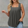 thumbnail image 1 of Women's Casual Square Neck Tank Top Pure Color Ruffle Detail Blouse for Spring Summer Daily Wear with Jeans Workout Set Fitted T Shirt Atmosphere Top Cleavage Cover plus Size Camisole Petite 3, 1 of 5